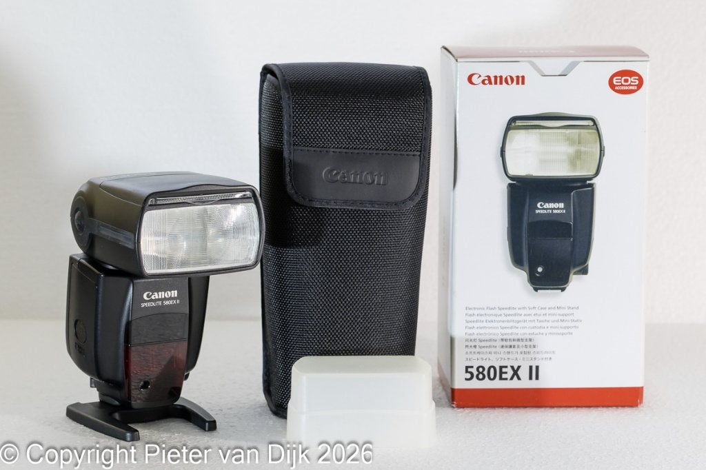Canon Speedlite 580 EX II flitser, Ophalen of Verzenden, Zo goed als nieuw, Canon, Kantelbaar