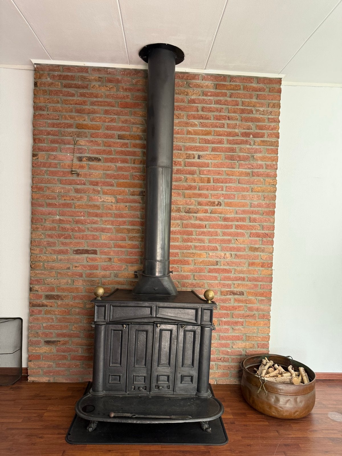 Antieke gietijzeren kachel – 26” Franklin Stove / Heavy Duty, Huis en Inrichting, Haarden, Ophalen, Gebruikt, Vrijstaande haard
