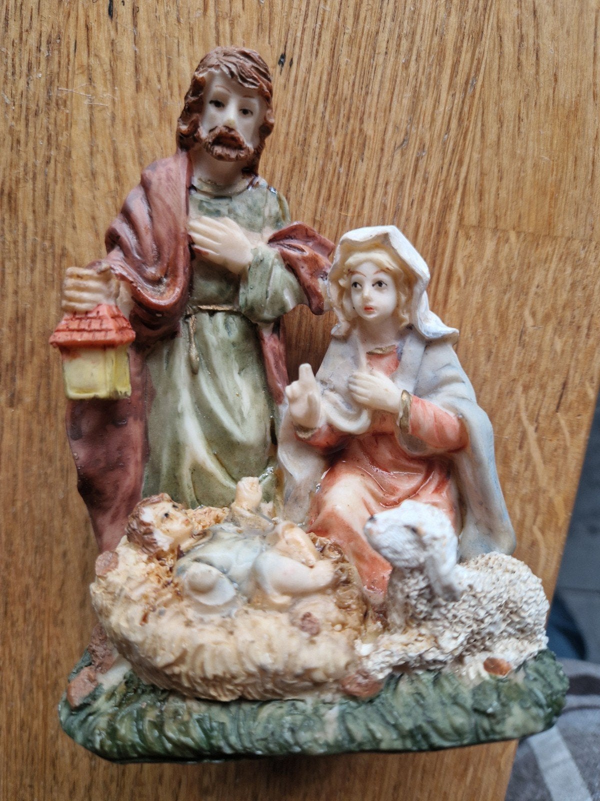 Miniatuur Kerst Kribbe - Jozef, Maria en Kindje Jezus, Ophalen of Verzenden, Zo goed als nieuw, Beeld(je), Christendom | Katholiek