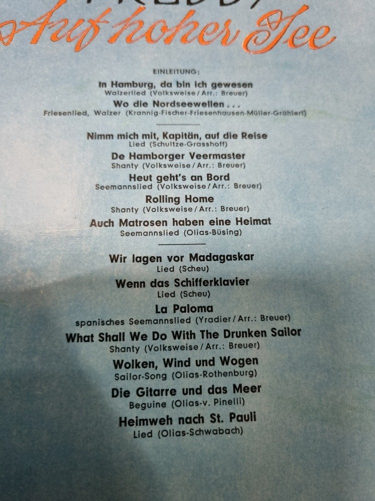 lp freddy quinn auf hoher see, Cd's en Dvd's, Ophalen of Verzenden