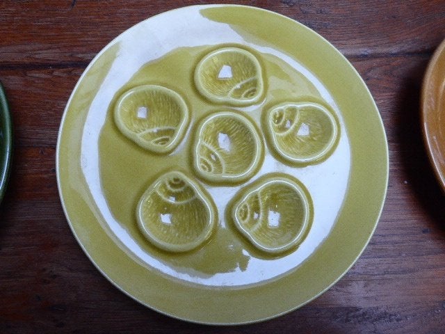 9 vintage escargot borden, Niderviller France, Ophalen of Verzenden