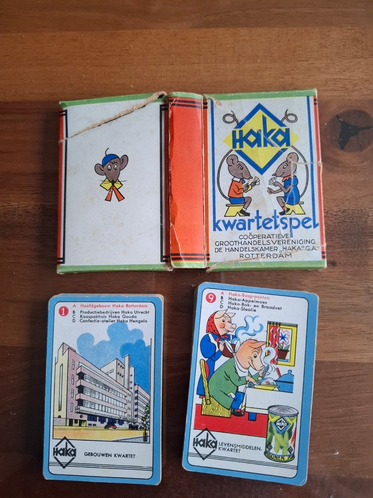 Vintage Haka Kwartetspel - Gebouwen en Levensmiddelen, Verzamelen, Speelkaarten, Jokers en Kwartetten, Ophalen of Verzenden, Gebruikt