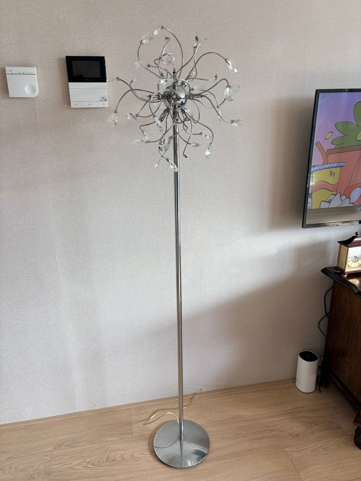 Staande schemerlamp verchroomd, Ophalen, G4, Modern, 150 tot 200 cm