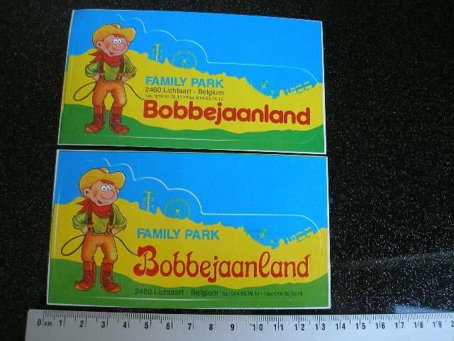 2x sticker family park Bobbejaanland lichtaart cowboy, Verzenden, Zo goed als nieuw, Bedrijf of Vereniging