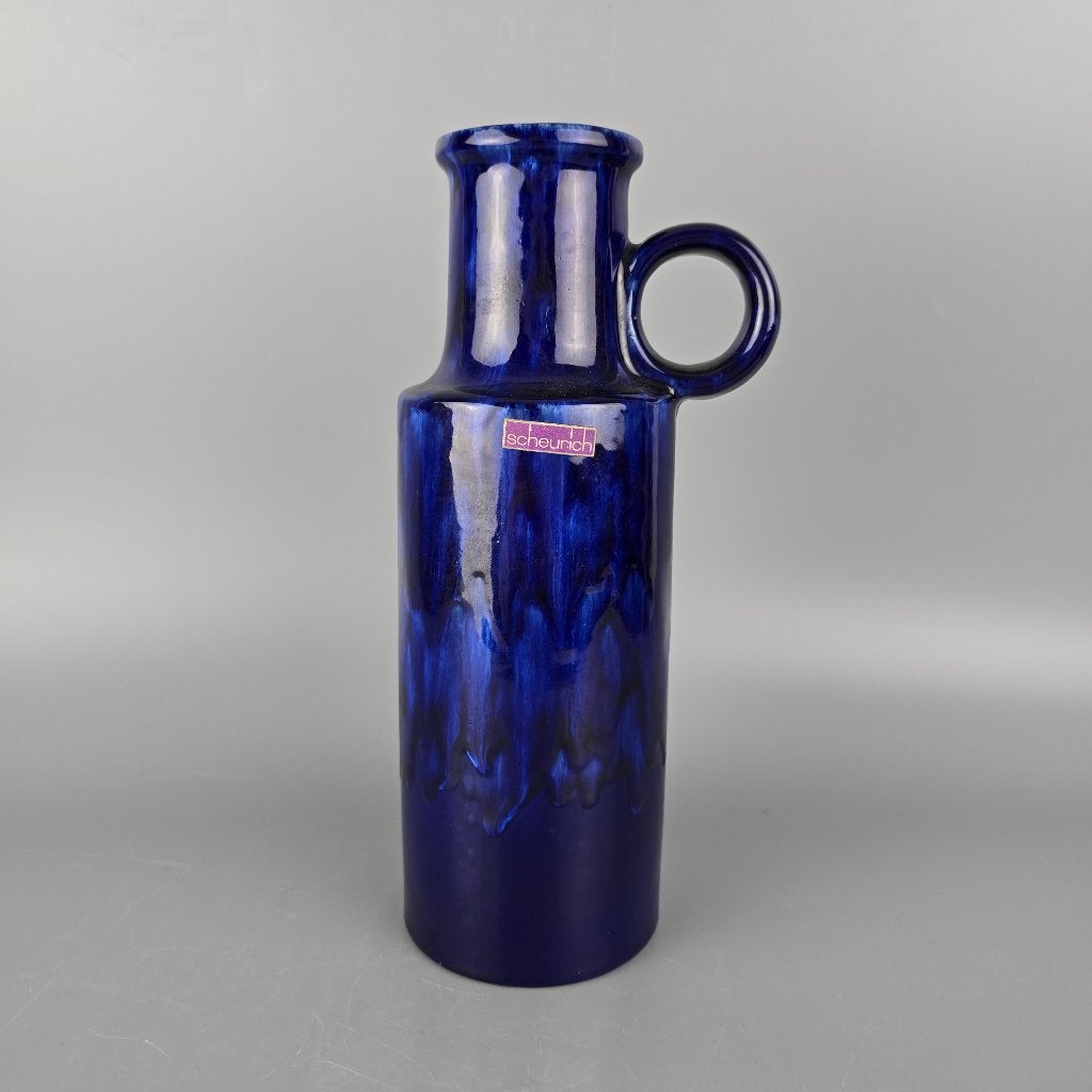 Vintage West-Duitse Fat Lava vaas. Scheurich 401-28 blauw, Antiek en Kunst, Antiek | Vazen, Ophalen of Verzenden