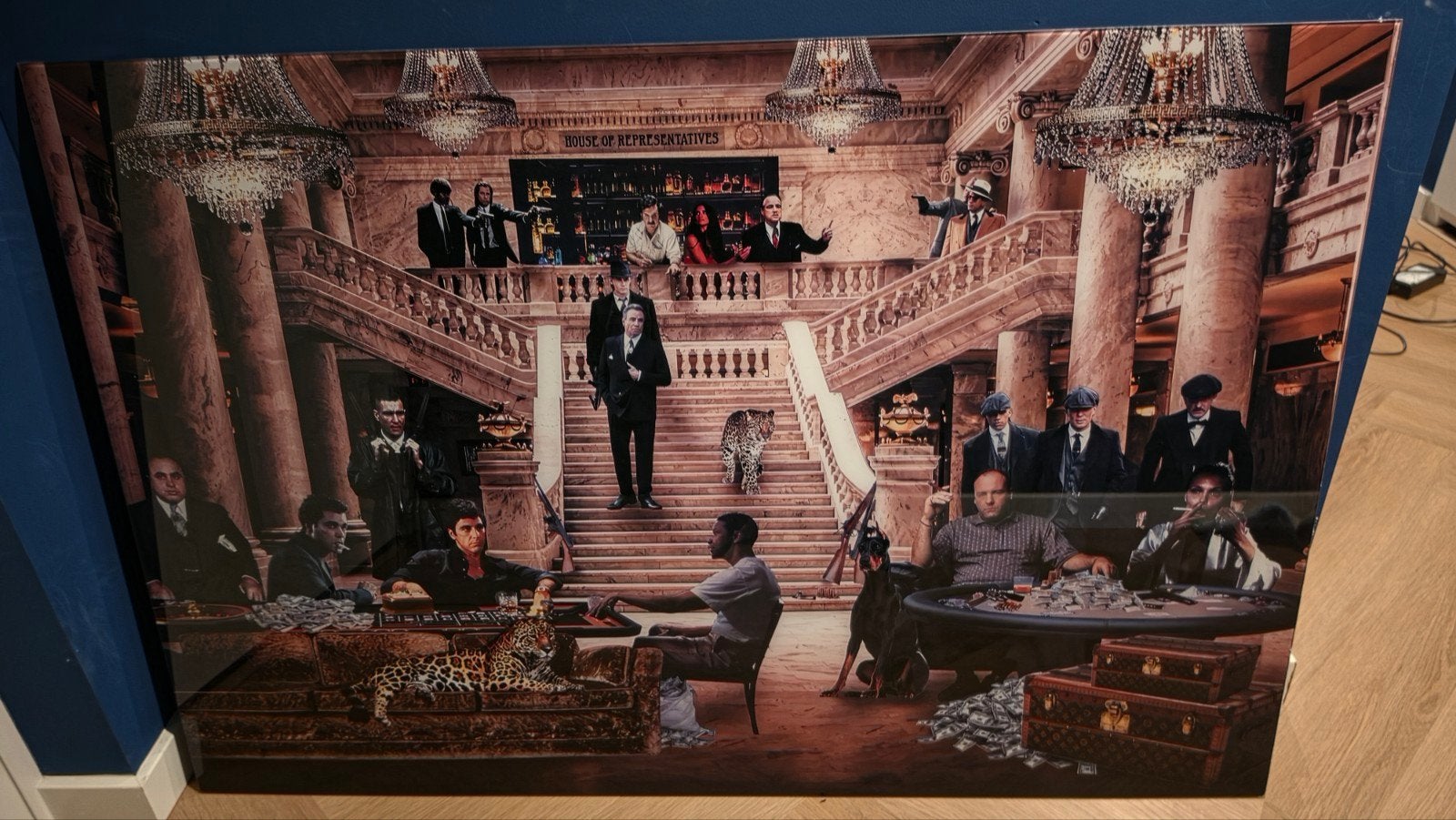 Glas Schilderij Maffia Thema - 80 x 120, Ophalen, Zo goed als nieuw, Schilderij, 100 tot 125 cm