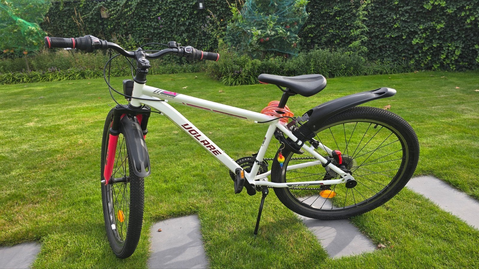 Volare kinderfiets wit/roze met versnellingen, Gebruikt, Velgrem, Versnellingen, Minder dan 49 cm