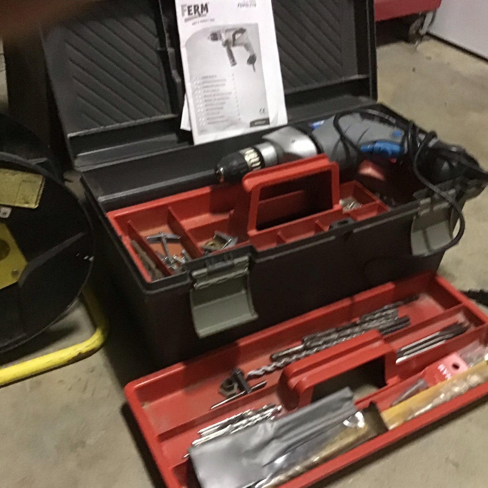 Ferm Boorhamer FOPD-710 met accessoires en koffer, Ophalen, Boor- en/of Breekhamer, Klopboormechanisme, Gebruikt