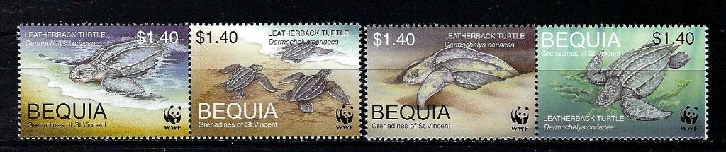 WWF Bequia Mi. 306/309 Postfris (schildpadden), Ophalen of Verzenden, Postfris, Dier of Natuur