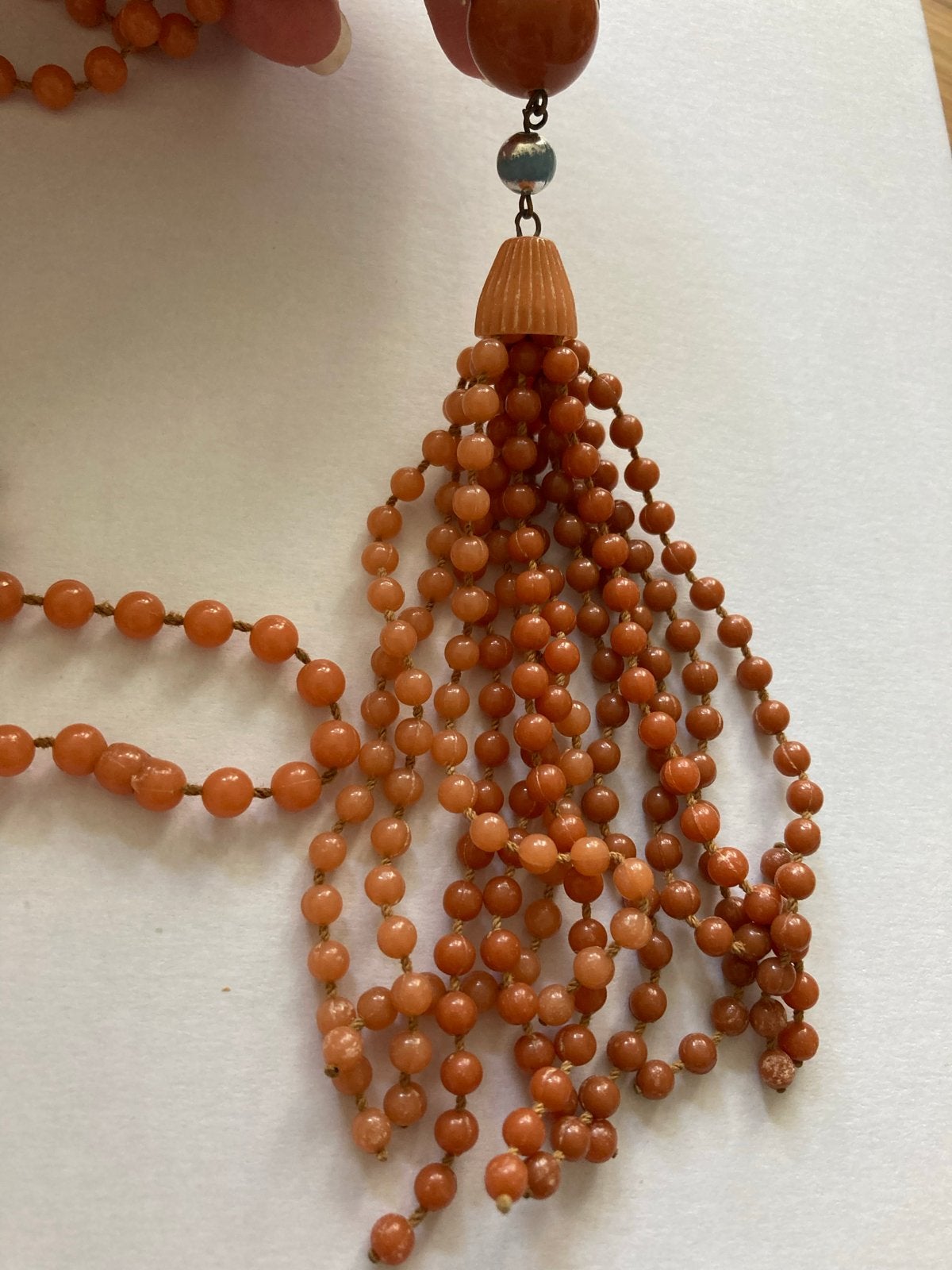 Vintage Koraal Ketting met Kwastje, Oranje, Ophalen of Verzenden, Zo goed als nieuw, Overige materialen