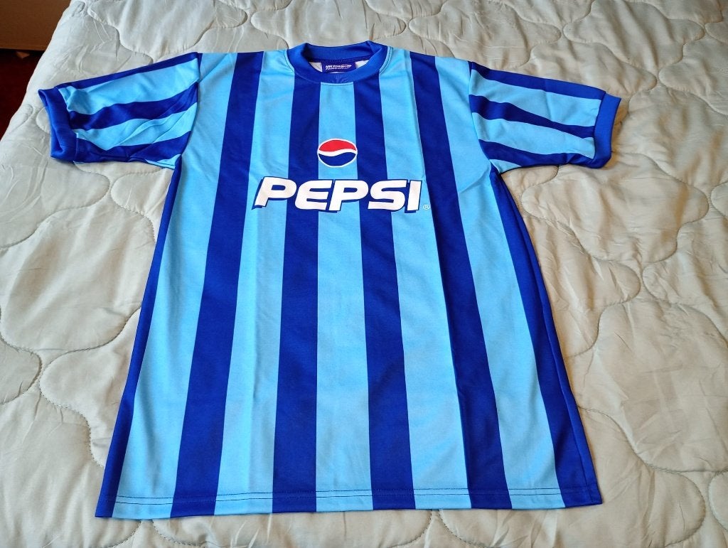 Pepsi “Ask For More” voetbalshirt NIEUW L verzamel item, Pepsi, Maat 52/54 (L), Blauw, Nieuw