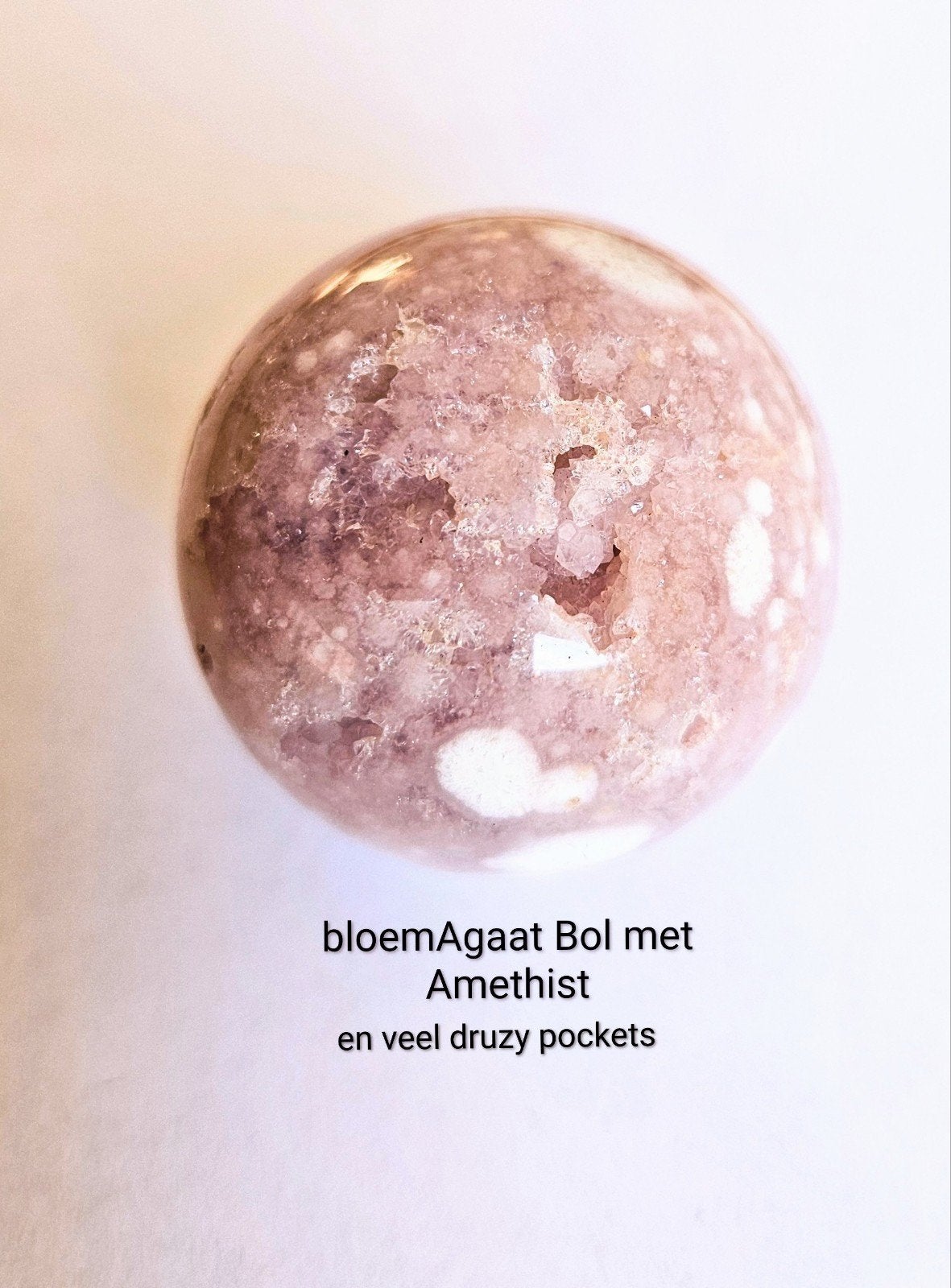 Edelsteen BloemAgaat Bol met druzy 5cm AFGEPRIJSD, Ophalen of Verzenden