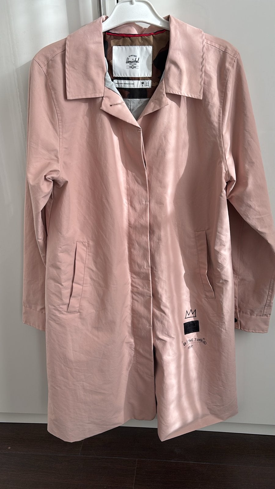Herschel x Basquiat Regenjas Trenchcoat Oudroze Maat M, Ophalen of Verzenden, Gedragen, Maat 38/40 (M), Roze