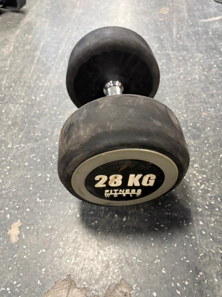 1 x 28 kg rubberen dumbbell gewicht, Ophalen, Dumbbell, Gebruikt, Dumbbell