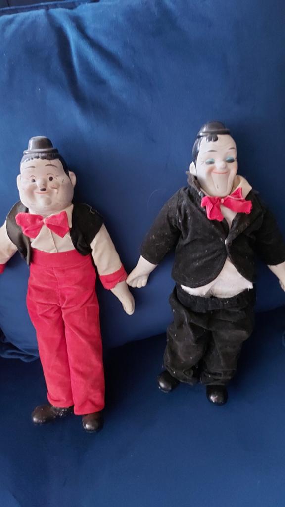 Laurel en Hardy poppen - Vintage verzamelobject, Verzamelen, Ophalen of Verzenden, Gebruikt, Pop