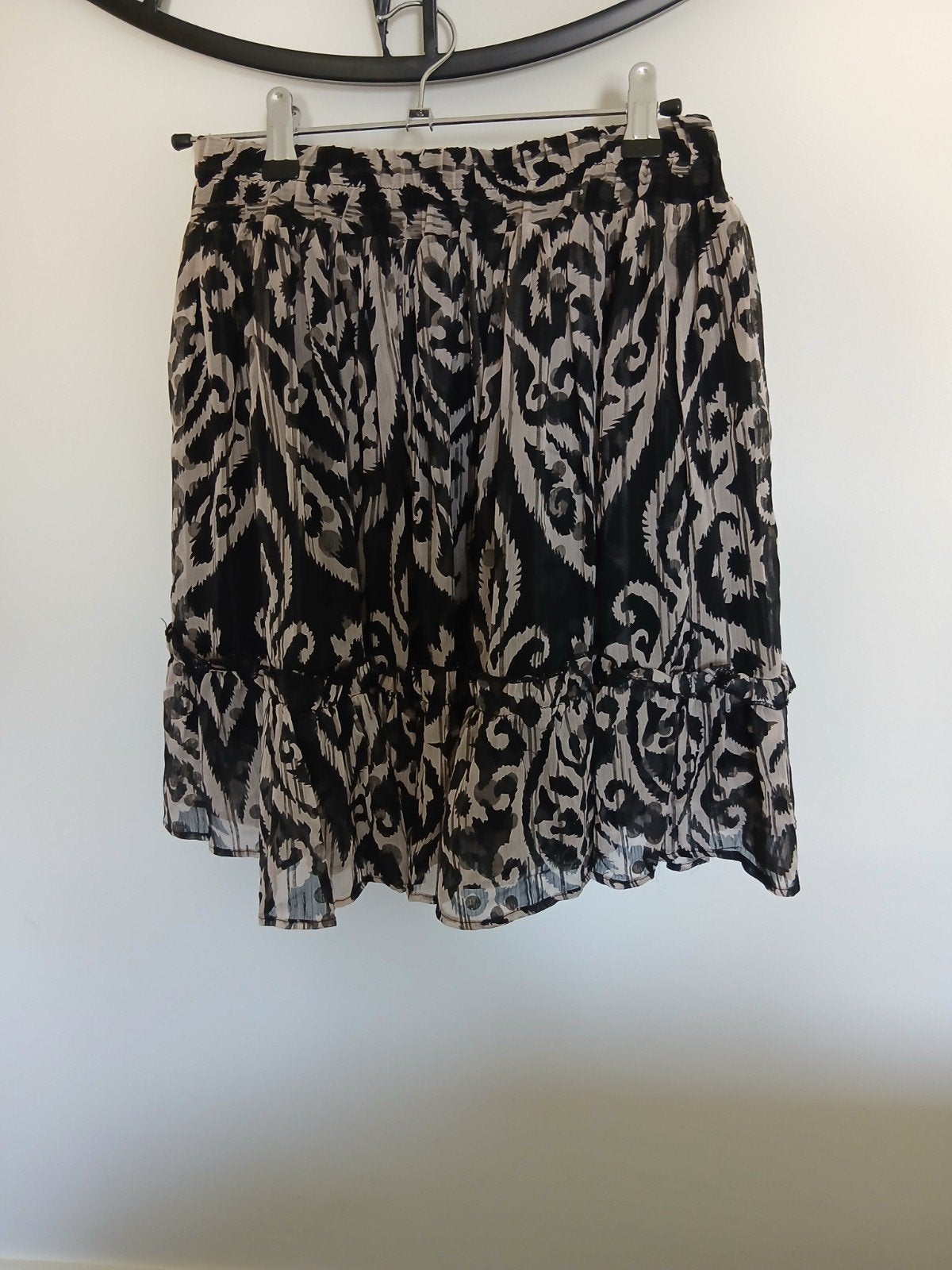 Rok zwart crème Lilie Rose S/M gevoerd, Kleding | Dames, Beige, Ophalen of Verzenden, Zo goed als nieuw, Knielengte