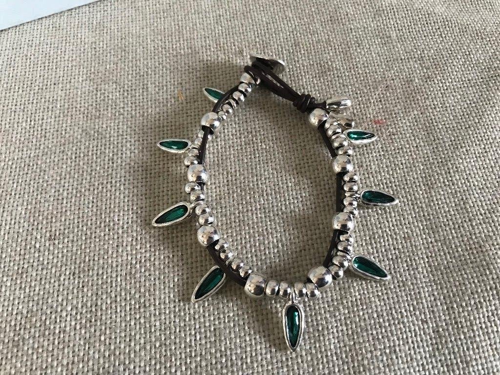 Zamak armband (118) met groene kristallen, Sieraden, Tassen en Uiterlijk, Met kristal, Overige materialen, Nieuw, Ophalen of Verzenden