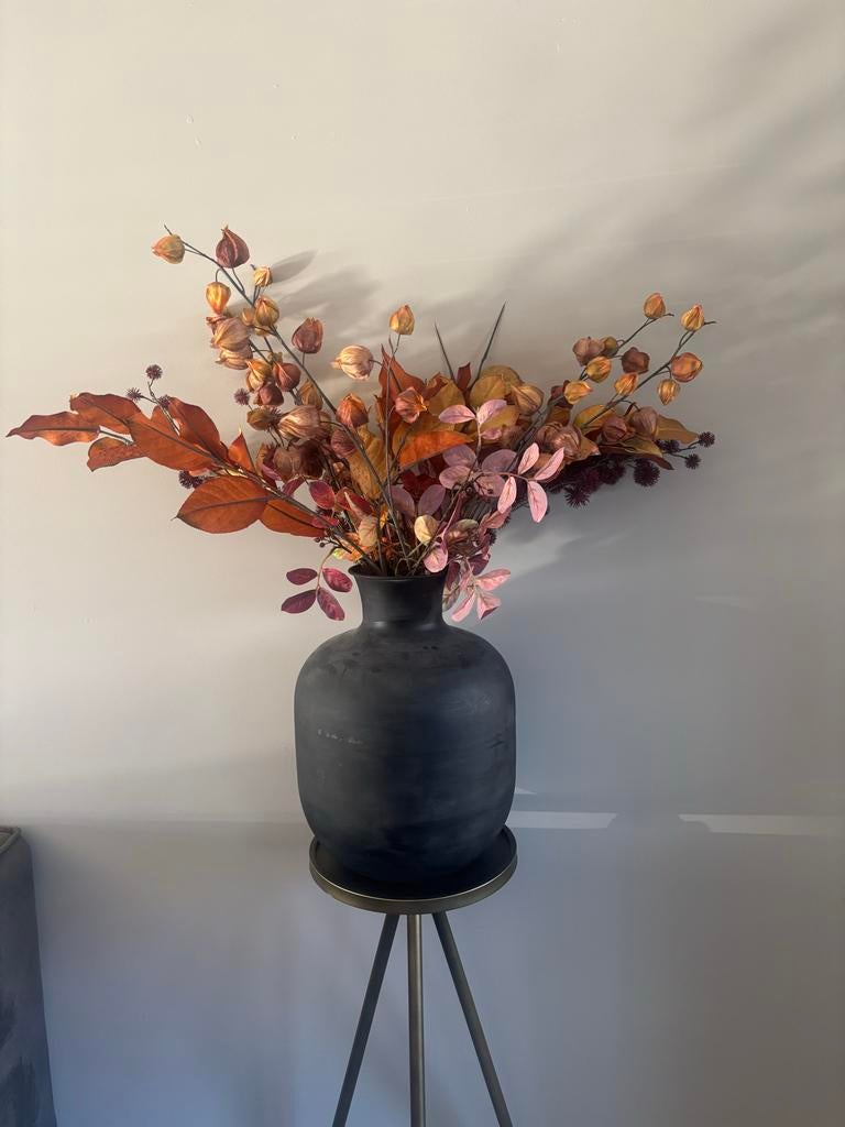 Vaas met droogbloemen en tafeltje van Leenbakker, Huis en Inrichting, Woonaccessoires | Vazen, Ophalen, Overige materialen, Gebruikt