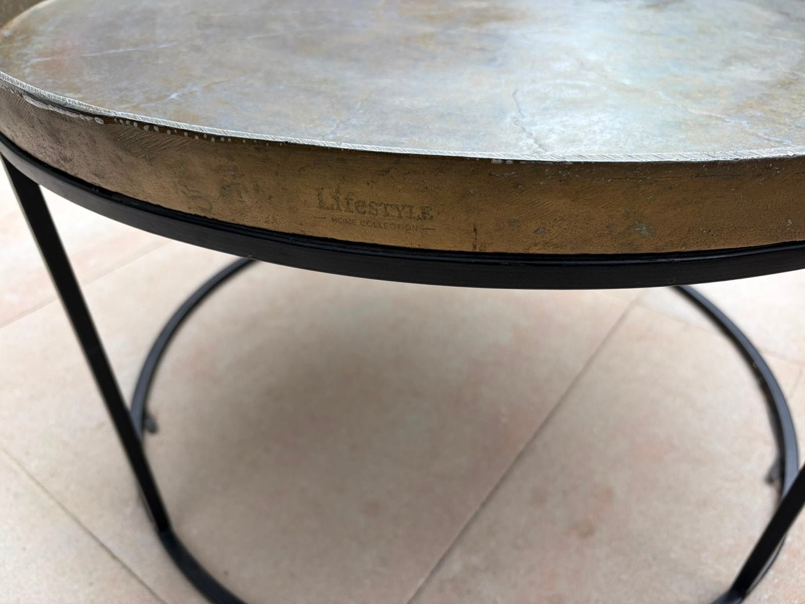 Set van 2 Lifestyle Home Collection bijzettafels, Ophalen, Gebruikt, Rond, 50 tot 100 cm