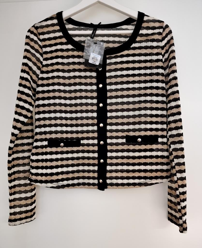 Primark Vest Cardigan Zwart/Goud/Wit Maat 10 (36), Primark, Zwart, Nieuw, Ophalen of Verzenden