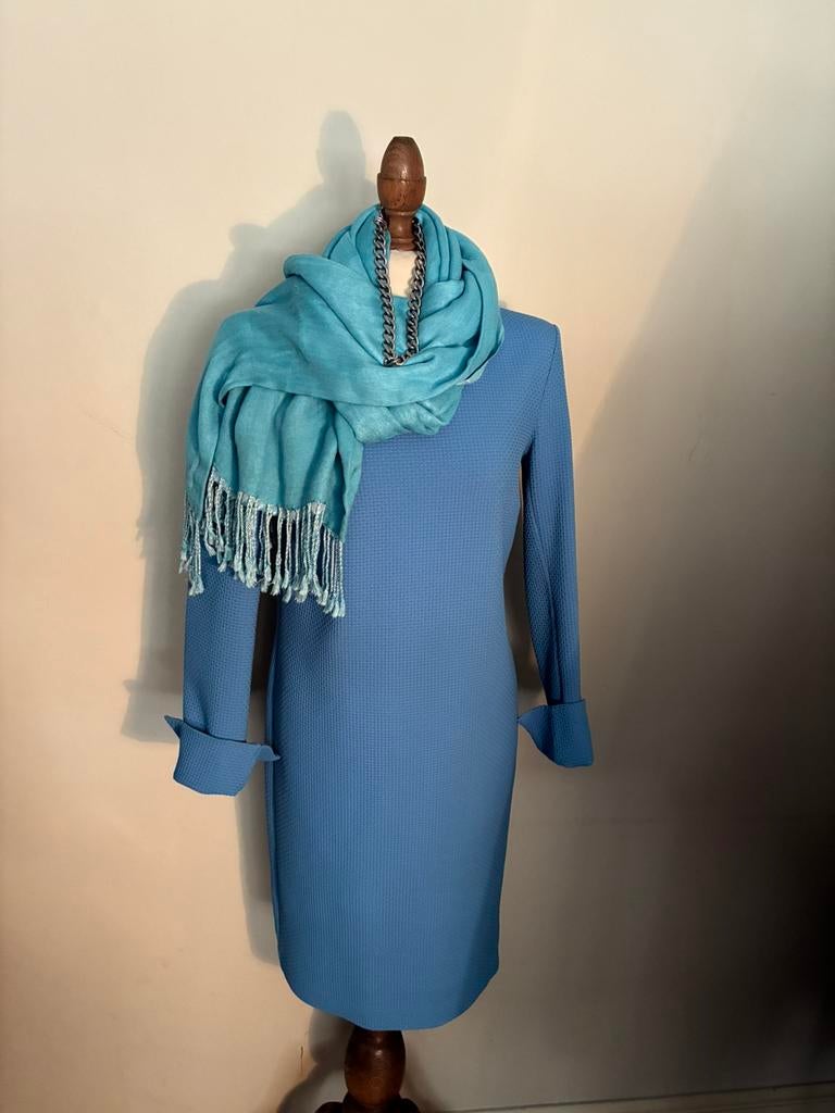 VANILIA DRESS CASUAL-CHIQUE BLUE, Kleding | Dames, Jurken, Zo goed als nieuw, Maat 36 (S), Blauw, Knielengte, Verzenden