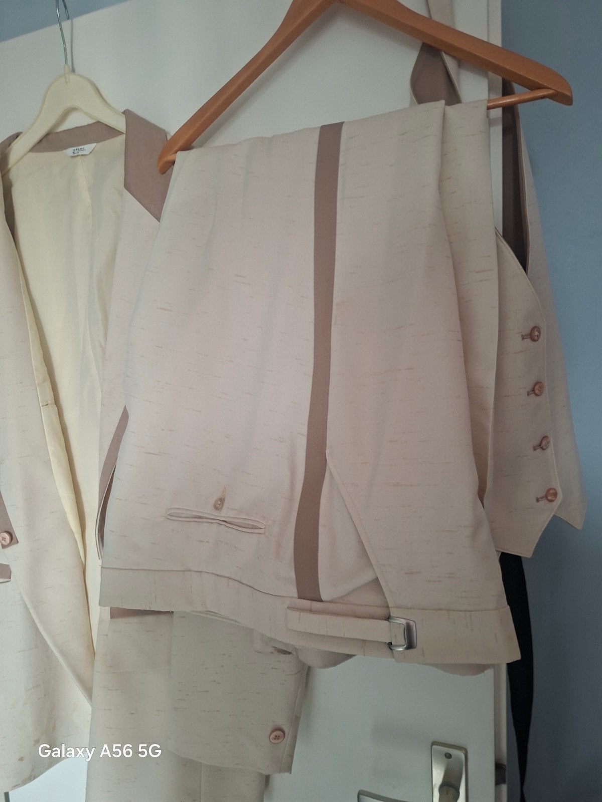 After Six Heren Kostuum - Beige/Bruin - Maat L, After Six, Maat 52/54 (L), Beige, Ophalen of Verzenden