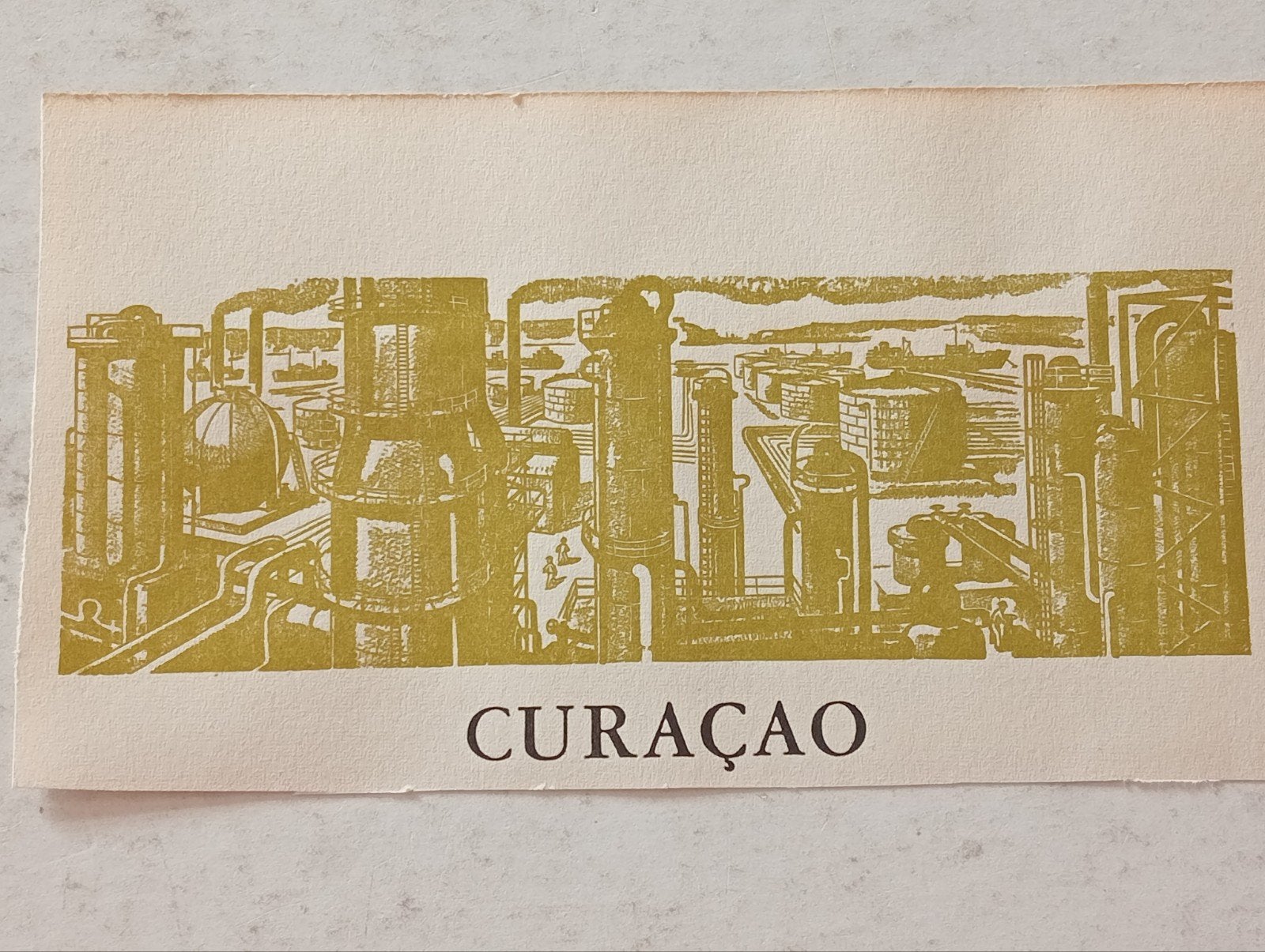 Curaçao lithografisch boek vignet Industriële installaties, Ophalen of Verzenden