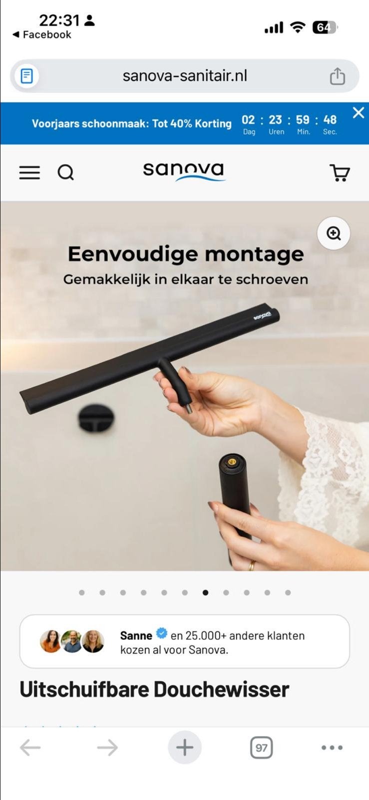 Sanova Vloertrekker Elegant voorkomt kalkaanslag en strepen, Huis en Inrichting, Schoonmaakartikelen, Ophalen of Verzenden, Raamwisser of Trekker