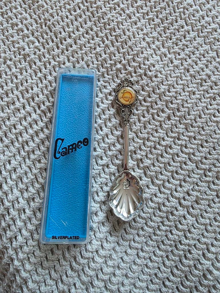 Verzilverde lepel met Cameo en Georgia afbeelding, Ophalen of Verzenden