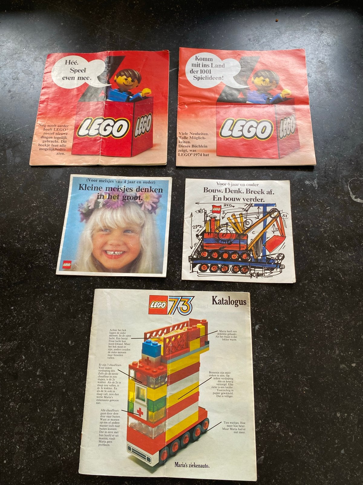 Vintage LEGO Catalogus  1973 en 1974 waarvan 1 in het Duits, Ophalen of Verzenden, Gebruikt