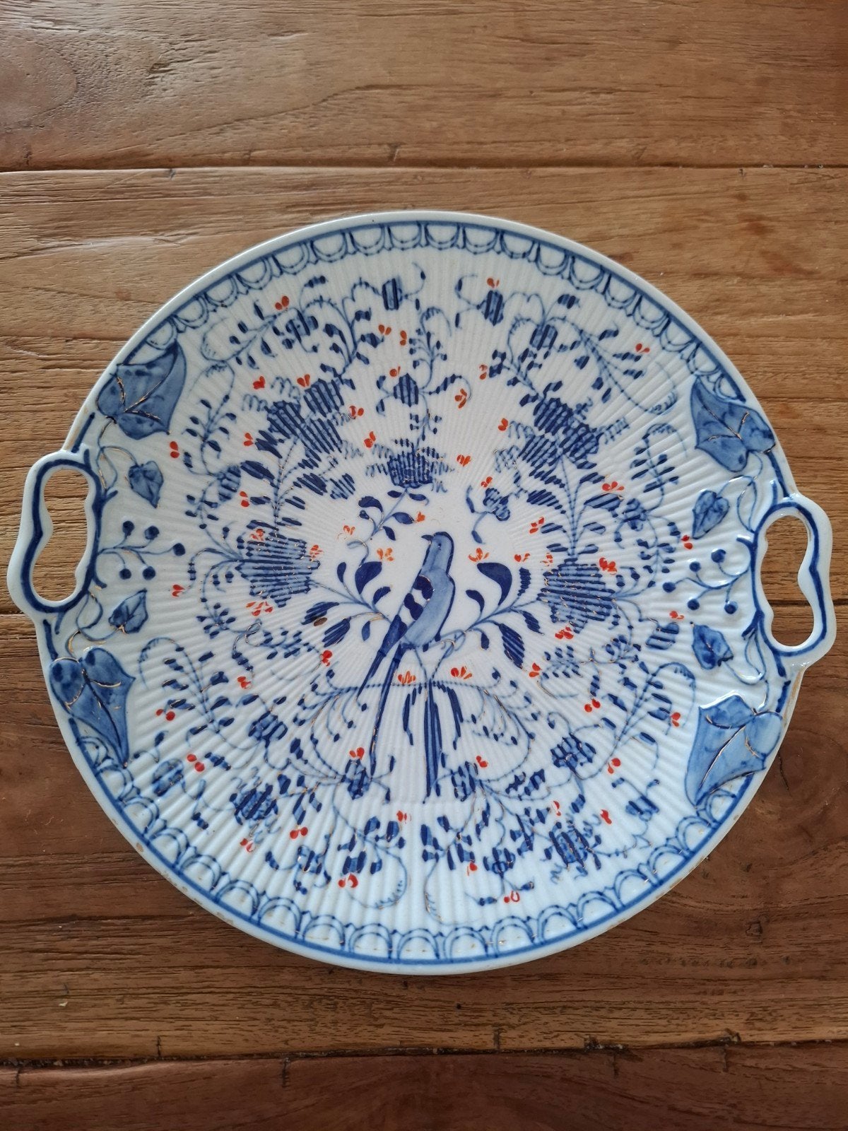Antieke Rauenstein Vogelmuster schaal met handvatten, Antiek en Kunst, Ophalen of Verzenden