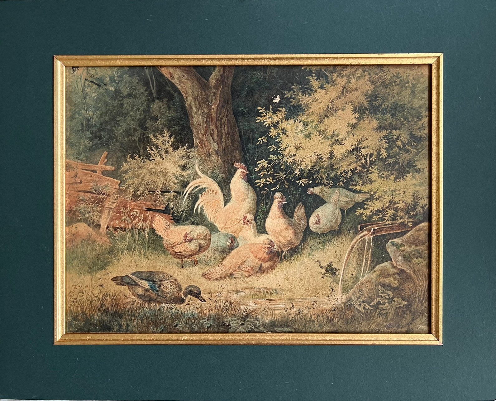 ROBERT ERBE (1844-1903), aquarel, kippen, Antiek en Kunst, Ophalen of Verzenden