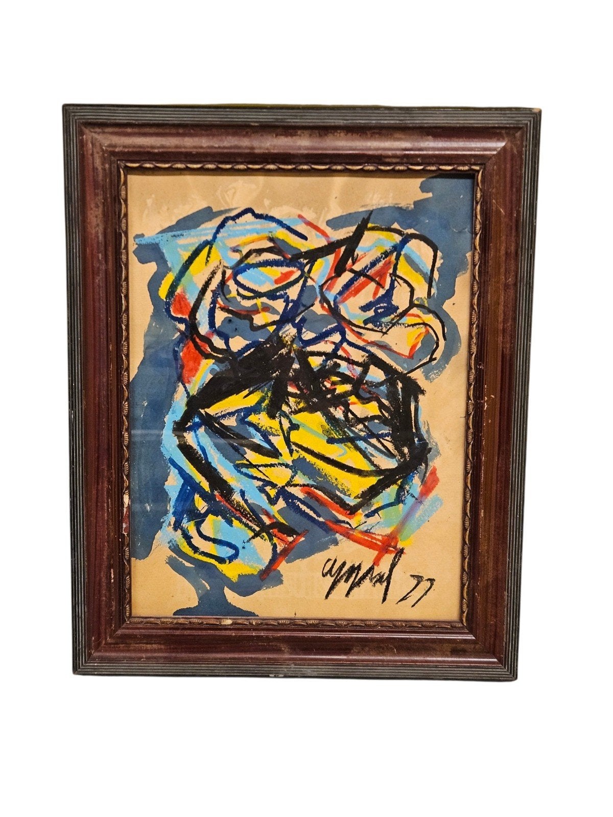Karel Appel - Abstracte compositie, Ophalen of Verzenden