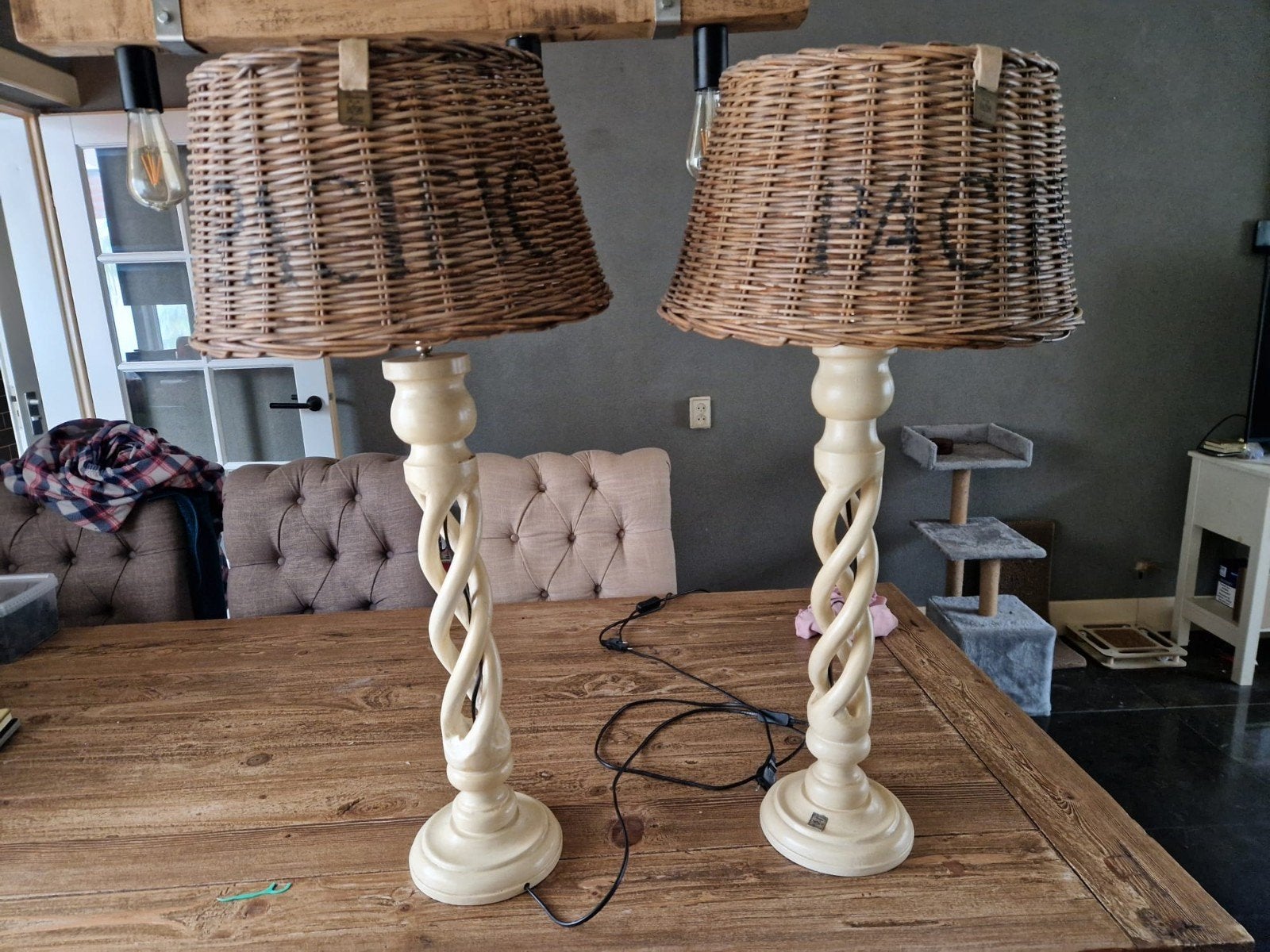 2 schemerlampen Riviera maison, Huis en Inrichting, Lampen | Tafellampen, Ophalen of Verzenden, Zo goed als nieuw, Minder dan 50 cm
