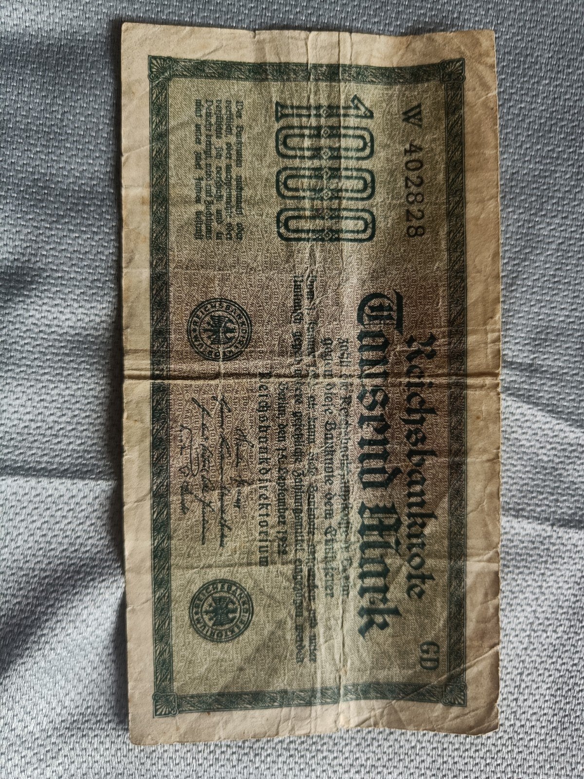 Duitse Reichsbanknote 1000 Mark 1922, Postzegels en Munten, Ophalen of Verzenden, Duitsland, Los biljet