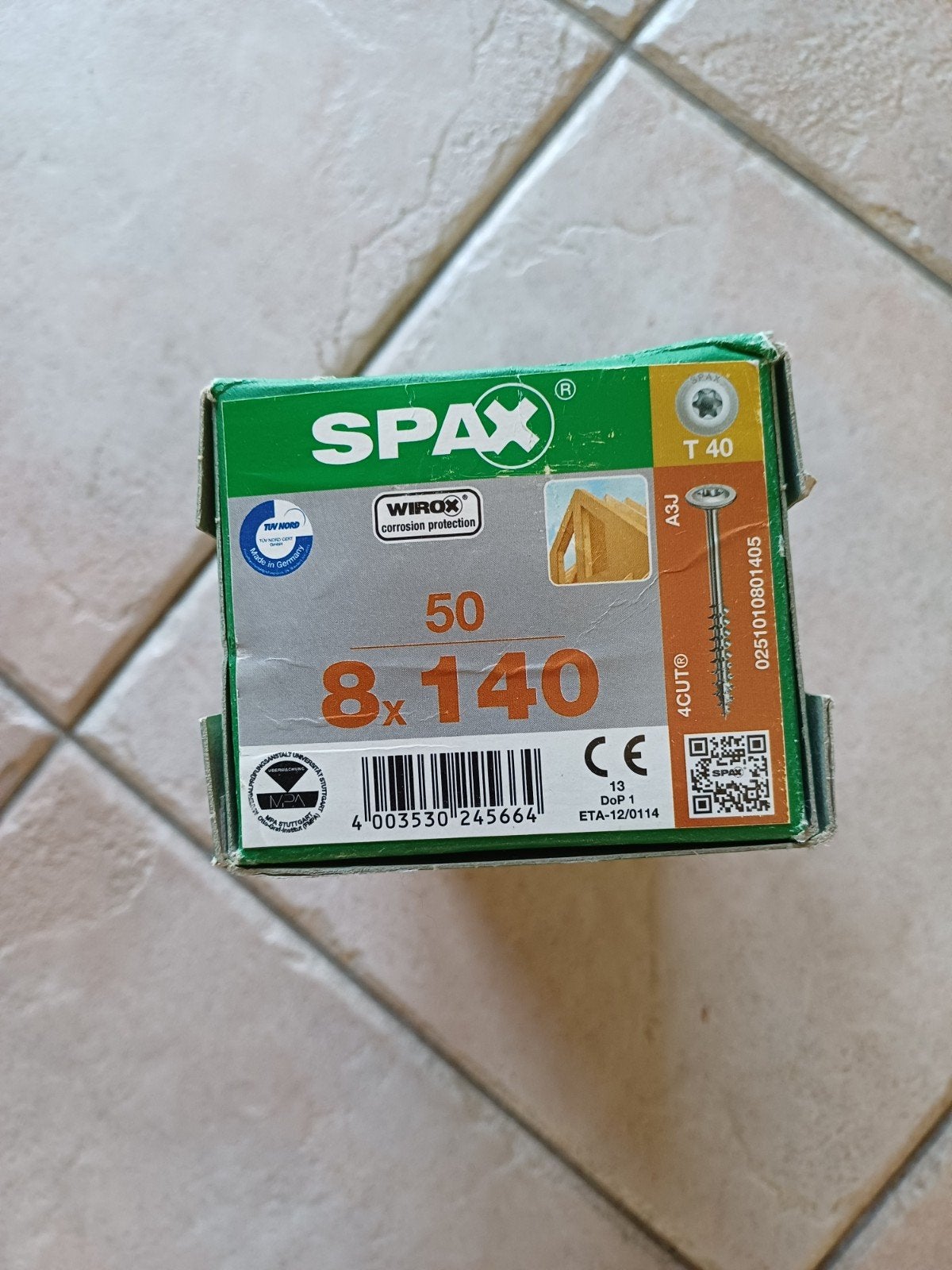Spax Schroeven 8x140mm - 50 stuks, Doe-het-zelf en Verbouw, Ophalen of Verzenden, Nieuw, 100 tot 250 mm, Schroeven