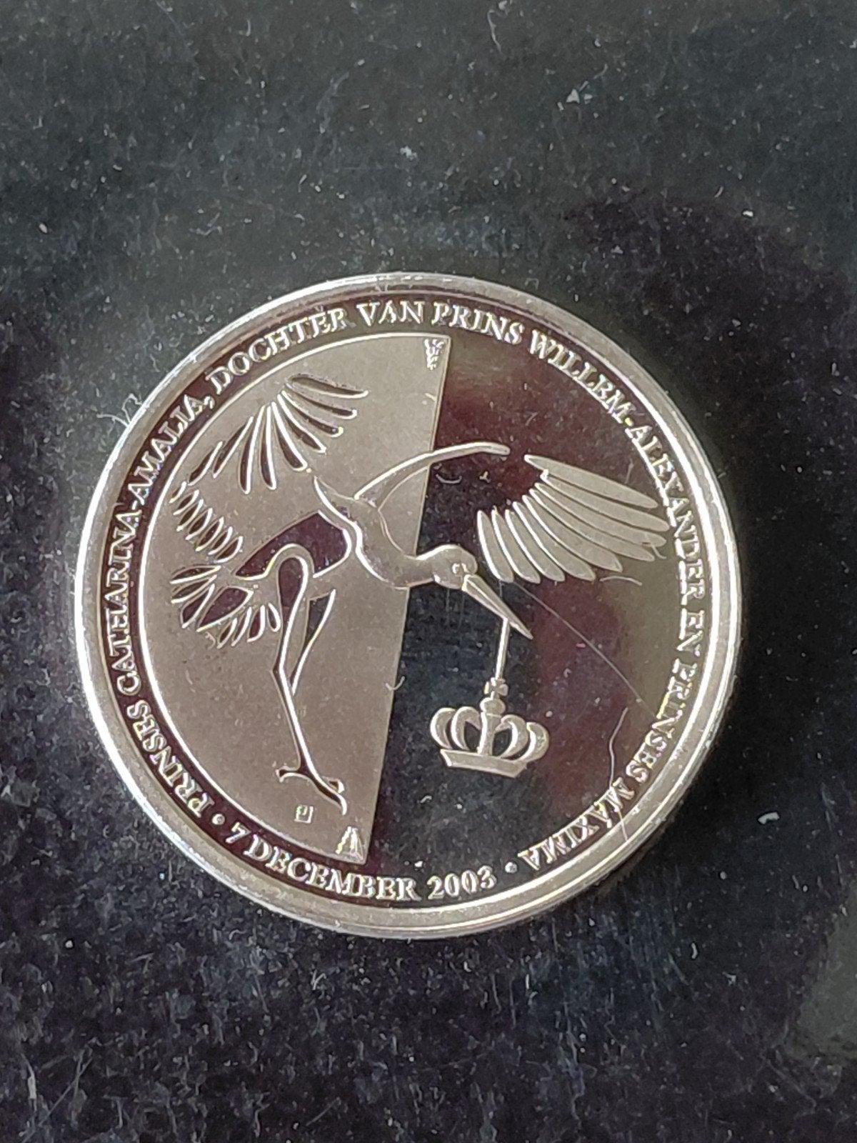 Zilveren munt geboorte Prinses Catharina-Amalia 2003, Ophalen of Verzenden