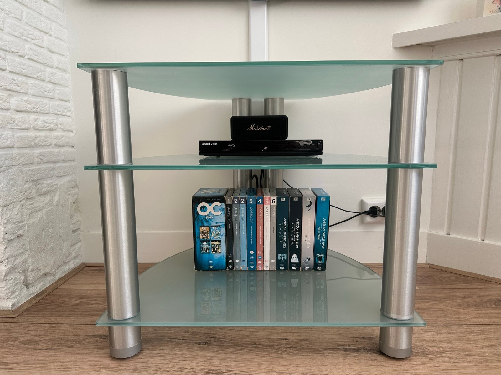Spectral glazen tv meubel - 55x61x52 cm, Ophalen, Gebruikt, 50 tot 100 cm, Glas
