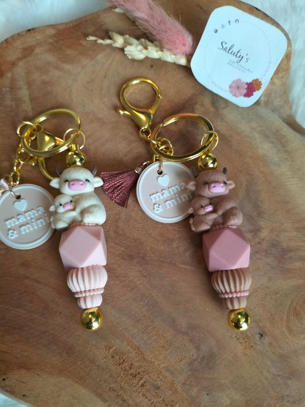 Nieuw • Prachtige sleutelhanger 'mama en mini, Verzamelen, Verzenden, Dier of Natuur, Nieuw, Saluty's kinder- en kraamcadeaus