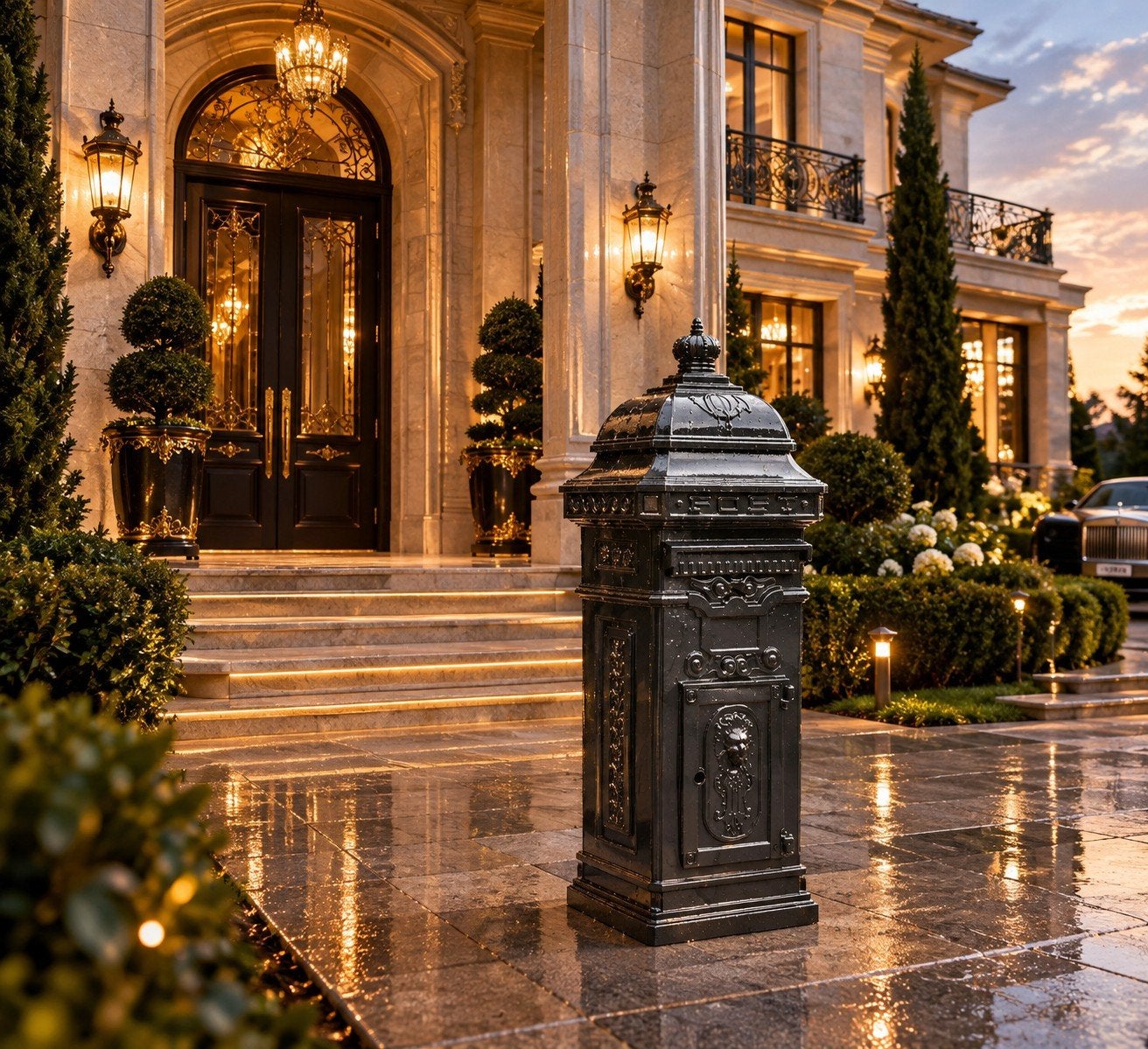 Klassieke Engelse Kolom Brievenbus - Gerenoveerd Aluminium, Tuin en Terras, Ophalen, Zo goed als nieuw, Aluminium, Staande brievenbus