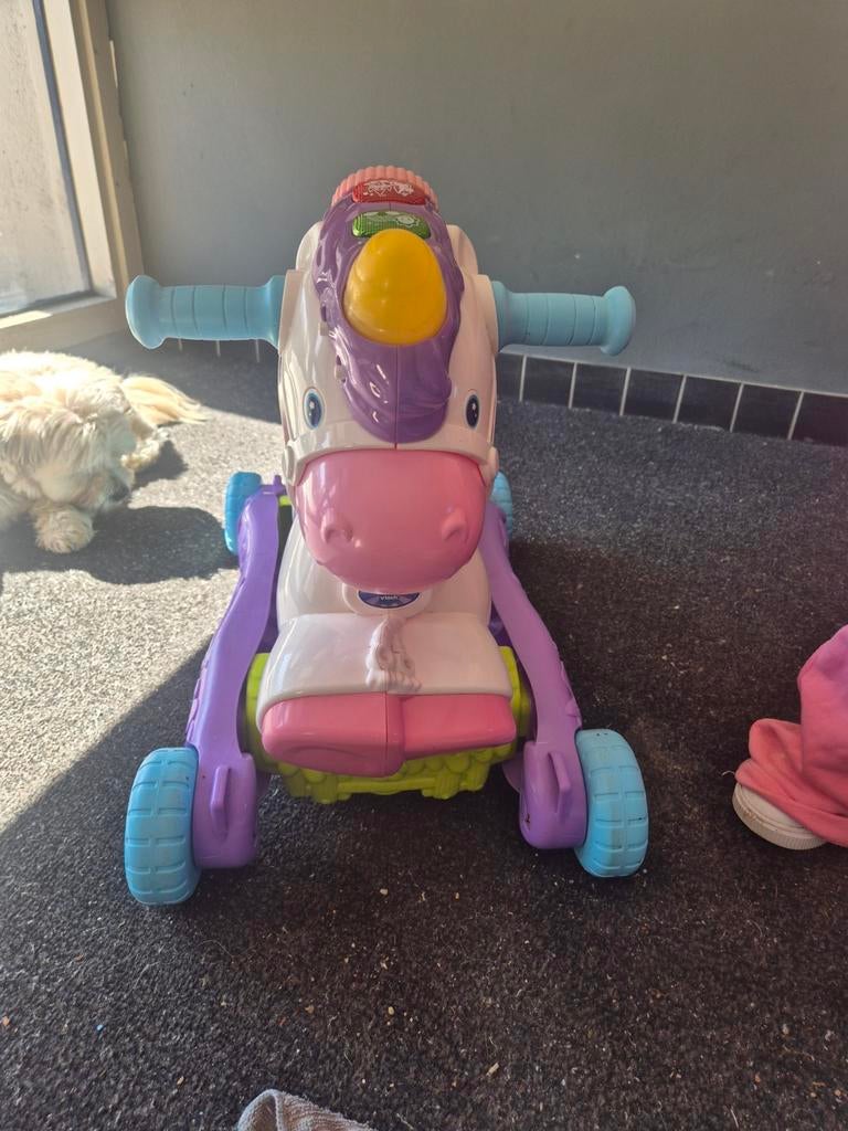 VTech Eenhoorn 3-in-1 Schommelpaard, Loopwagen & Rijder, Ophalen of Verzenden, Gebruikt