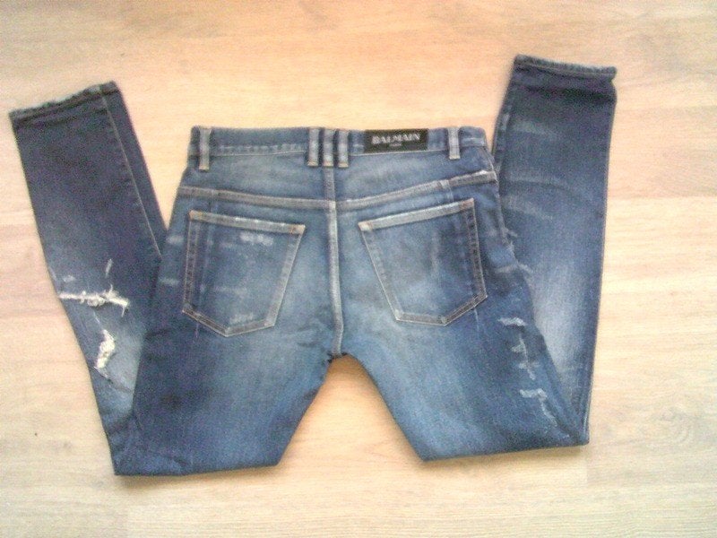 BALMAIN Paris Destroyed Crash Skinny Denim jeans 31, BALMAIN, Zo goed als nieuw, W30 - W32 (confectie 38/40), Verzenden