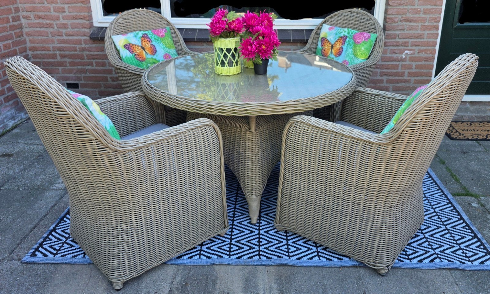 Prachtige 4 persoons intratuin Diner tuinset, Tuin en Terras, Ophalen, Gebruikt, Tuinset, Eettafel