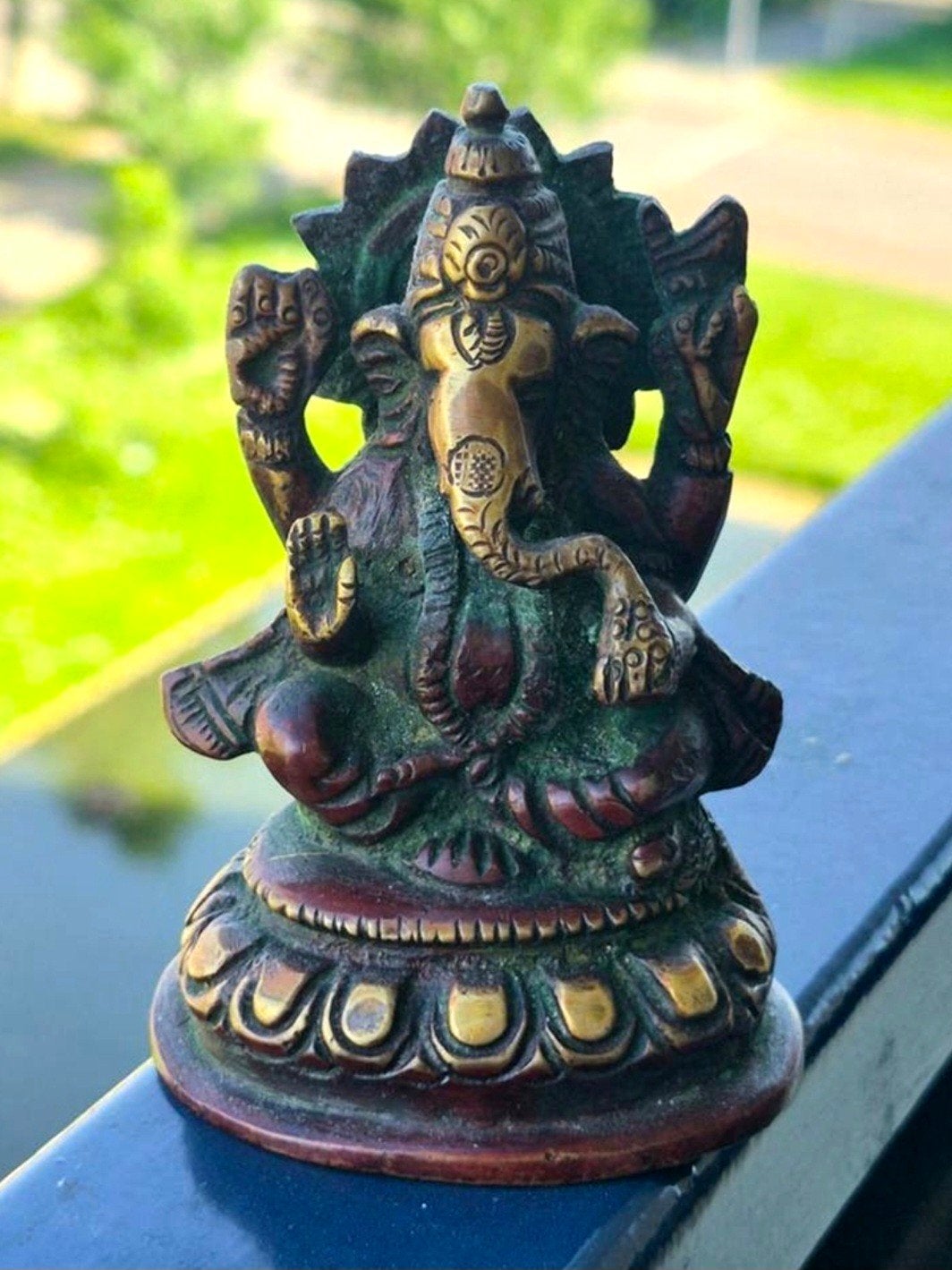 Ganesha bronzen beeld, Minder dan 20 cm, Handgemaakt, Ophalen of Verzenden, Brons