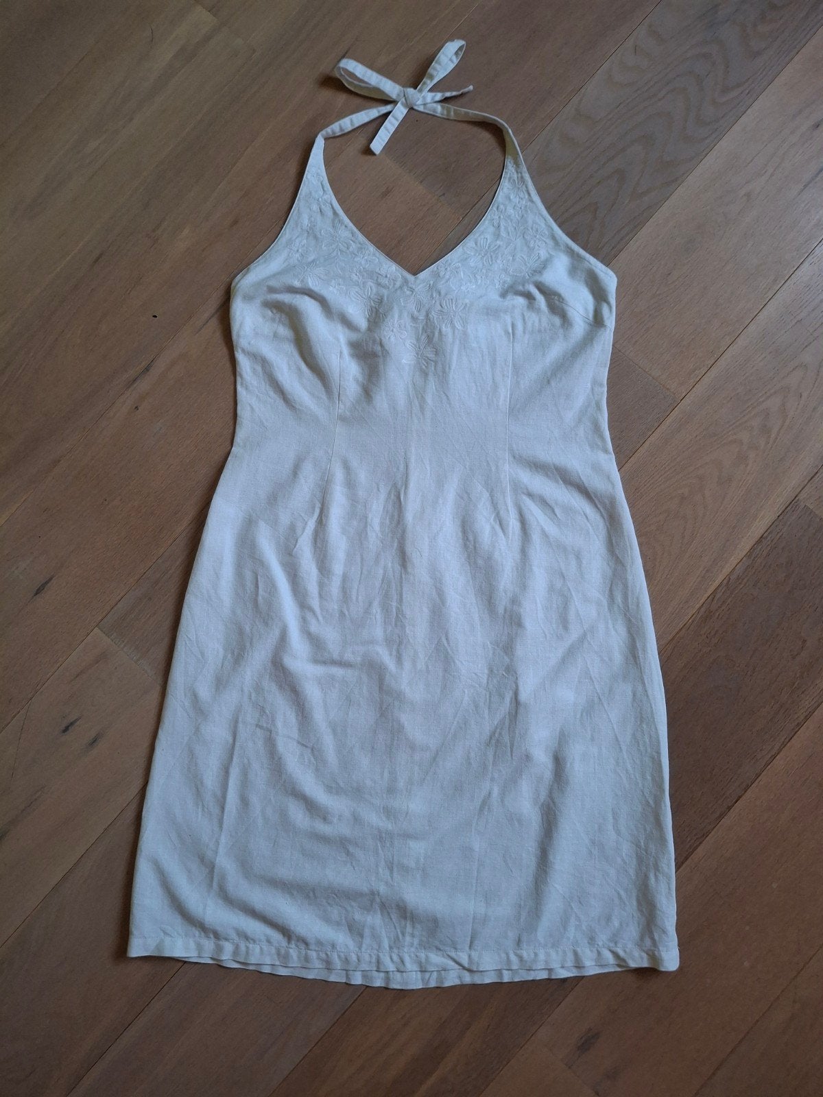 H&M nieuw linnen halterjurkje. Mt 38, Kleding | Dames, Jurken, Verzenden, Nieuw, Maat 38/40 (M), Boven de knie