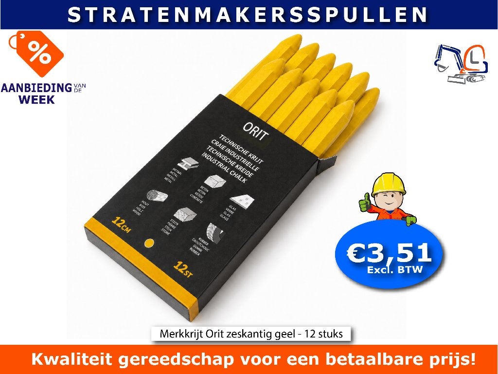 Merkkrijt Orit zeskantig geel – 12 stuks, Ophalen of Verzenden, Nieuw, Overige soorten