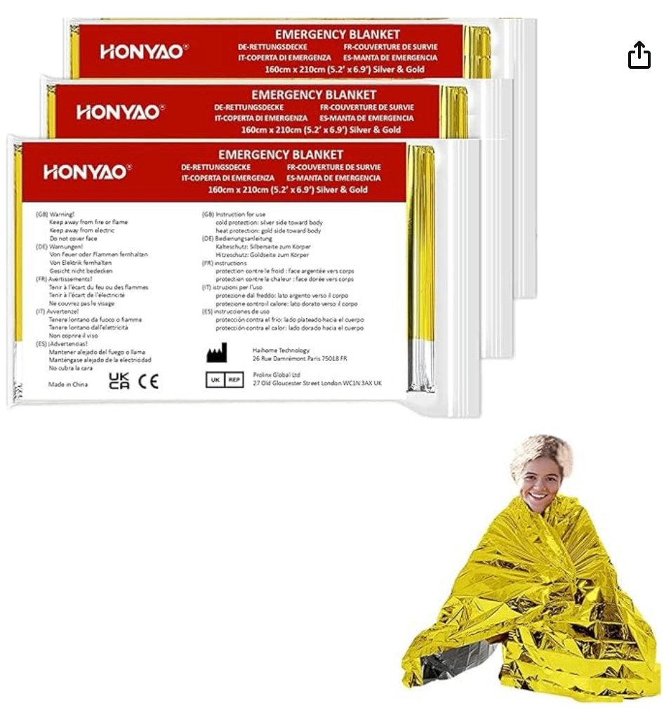 3x reddingsdeken - EHBO Deken - 210  160cm, Nooddeken EHBO, Ophalen of Verzenden, Nieuw