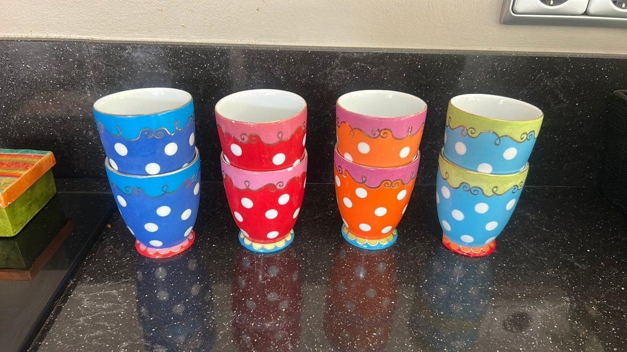 Oilily bekers, Gebruikt, Overige stijlen, Aardewerk, Mok