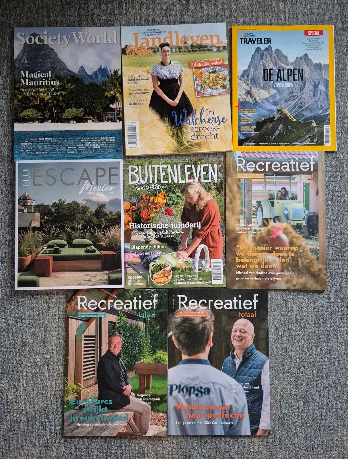 8x Diverse Tijdschriften: Society World, Landleven, National, Verzenden, Nieuw, Wetenschap en Natuur