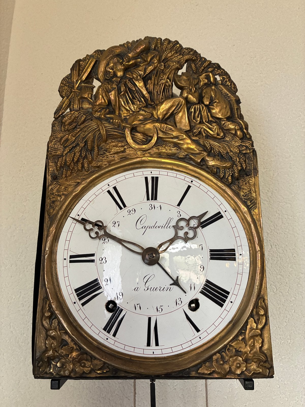 Antieke Comtoise klok van Chagrin, A Bligny-S.-O. (ca. 1800), Ophalen